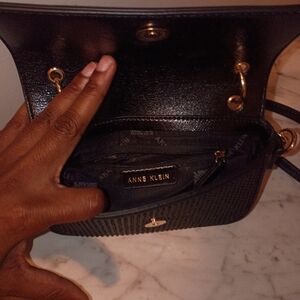 Anne Klein Black Crossbody Bag with Gold Accents